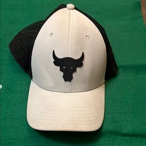 Under Armour Black and White Hat with Bull Logo